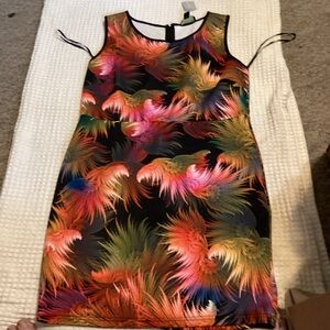 Forever 21 Multicolor Feather Print Mini Dress